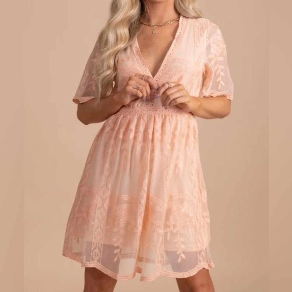 Bella Ella Light My Fire Lace Mini Dress